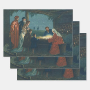Feuille De Papier Cadeau Vieille religion, Adoration des bergers