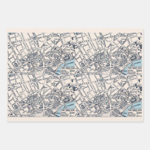 Feuille De Papier Cadeau Vieilles cartes Londres Angleterre