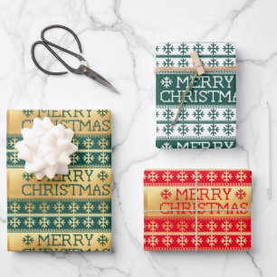 Feuille De Papier Cadeau Vilain pull Joyeux Noël tricoté motif