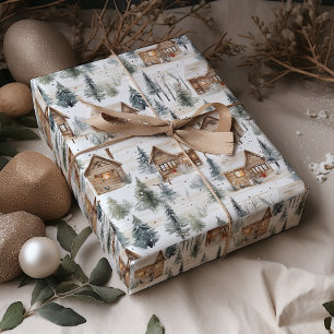 Feuille De Papier Cadeau Village d'hiver Waterton Blanc Noël