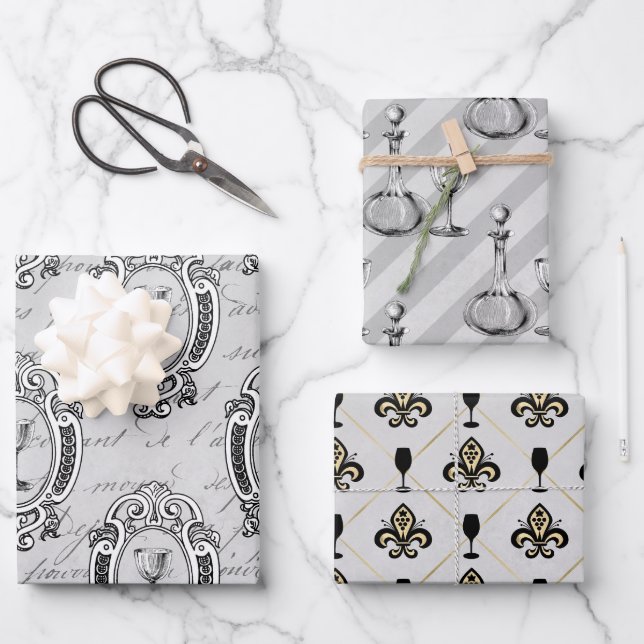 Feuille De Papier Cadeau Vin Paris (Recto)