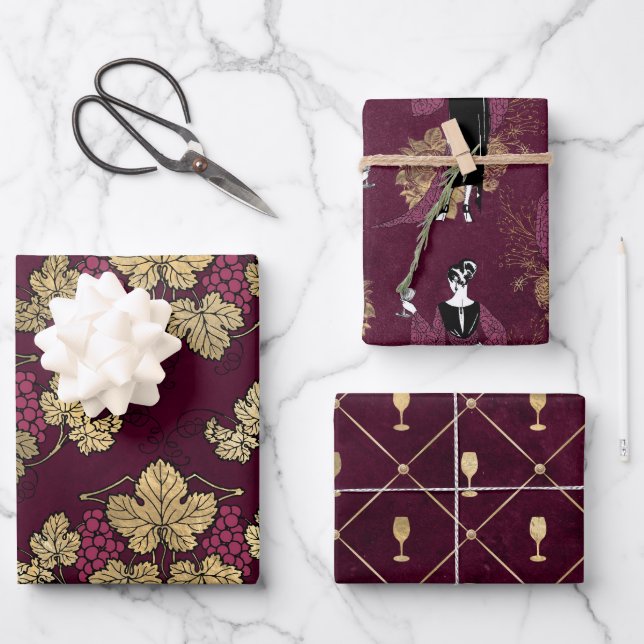 Feuille De Papier Cadeau Vin Rouge (Recto)