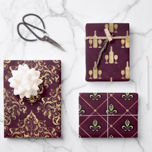 Feuille De Papier Cadeau Vin Rouge Vin Rouge Français