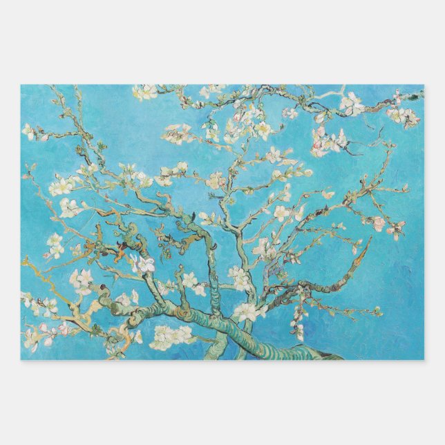 Feuille De Papier Cadeau Vincent van Gogh - Fleur d'amandes (Devant)