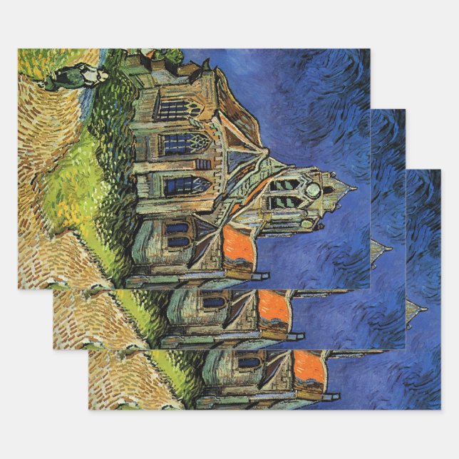 Feuille De Papier Cadeau Vincent van Gogh - L'église d'Auvers (Lot)