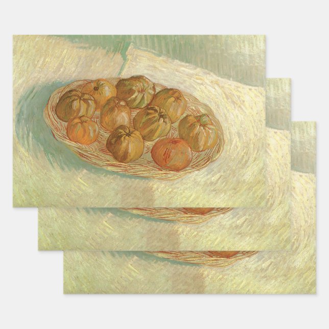 Feuille De Papier Cadeau Vincent van Gogh - Nature morte - Panier de pommes (Lot)