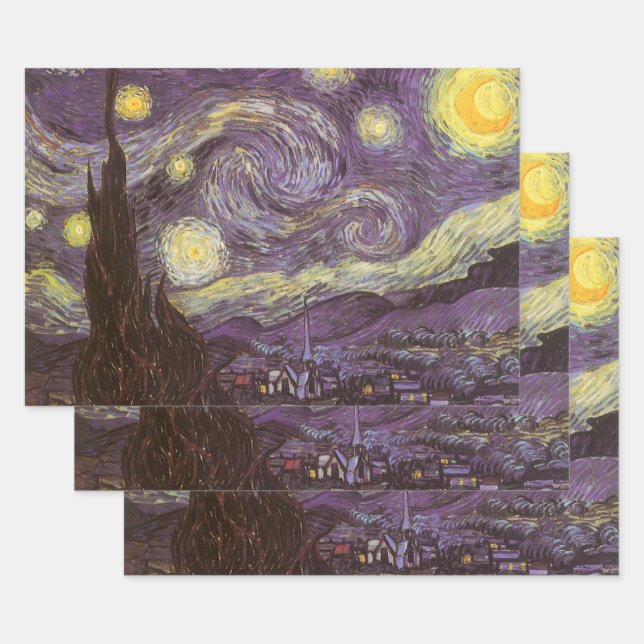 Feuille De Papier Cadeau Vincent van Gogh - Nuit étoilée (Lot)