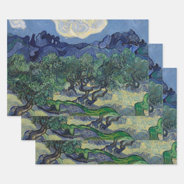 Feuille De Papier Cadeau Vincent van Gogh - Oliviers, Alpilles (Lot)