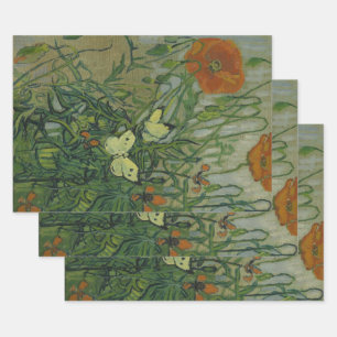 Feuille De Papier Cadeau Vincent van Gogh - Papillons et Pavots