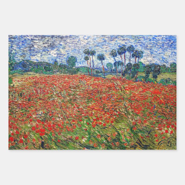 Feuille De Papier Cadeau Vincent van Gogh - Poppy Field (Devant)