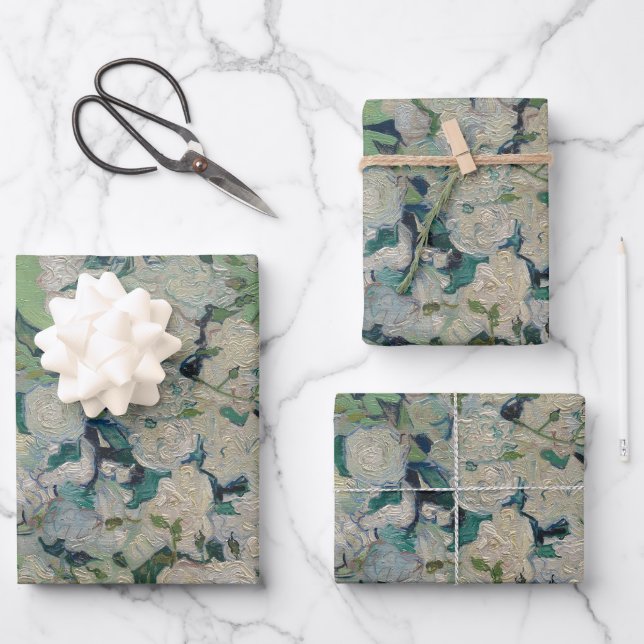 Feuille De Papier Cadeau Vincent Van Gogh "Roses" (Recto)