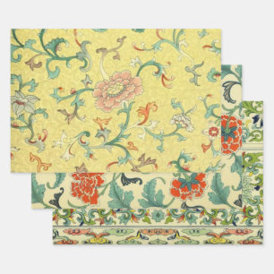 Feuille De Papier Cadeau  Vins, oiseaux et Motifs japonais
