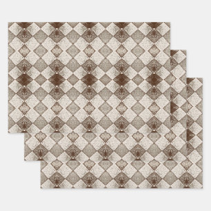 Feuille De Papier Cadeau Vintage Arlequin Diamond Vieux Sepia Motif