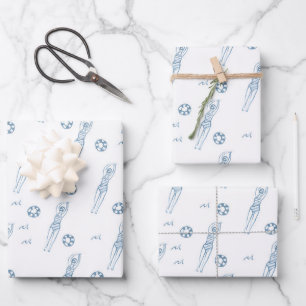 Feuille De Papier Cadeau Vintage Artiste Snychro Motif de l'équipe de natat
