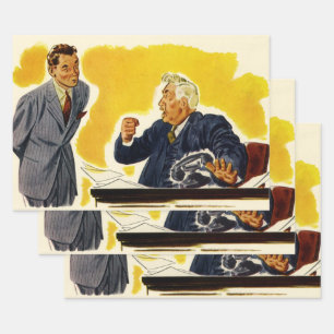 Feuille De Papier Cadeau Vintage Business, Mad CEO Executive Boss Employé