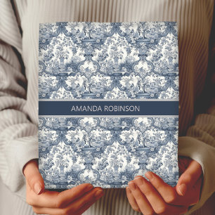 Feuille De Papier Cadeau Vintage damas à fleurs Bleu toile de jouy monogram