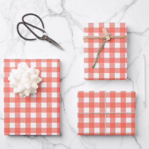 Feuille De Papier Cadeau Vintage En vichy Buffalo Plaid Rouge Moderne Ferme