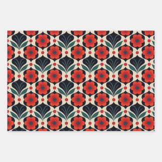 Feuille De Papier Cadeau Vintage et Motif folklorique