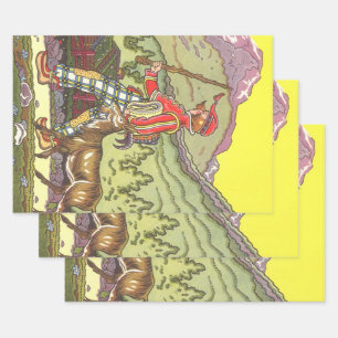 Feuille De Papier Cadeau Vintage Fairy Tale, Boy and the North Wind, Hauman