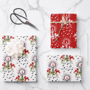 Feuille De Papier Cadeau Vintage Glow de vacances : Bougies et agneaux