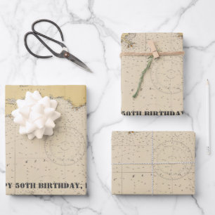 Feuille De Papier Cadeau Vintage Golfe du Mexique Authentic Nautical Chart