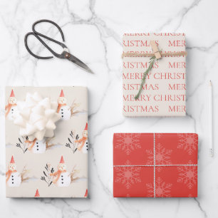 Feuille De Papier Cadeau Vintage Holiday Snowman Joyeux Noël