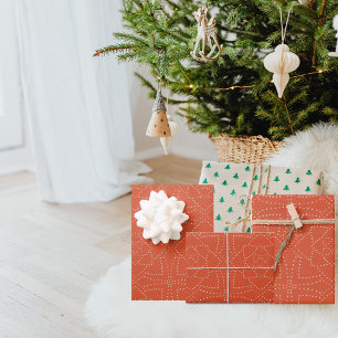 Feuille De Papier Cadeau Vintage Noël Orange Motif sans couture