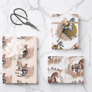 Feuille De Papier Cadeau Vintage Old West Rocking Horse Baby shower