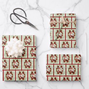 Feuille De Papier Cadeau Vintage père Noël classique rétro claus joyeux noë