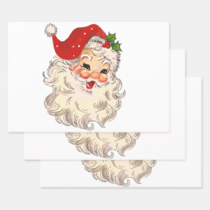 Feuille De Papier Cadeau Vintage Retro Santa Clause Découpage de Noël