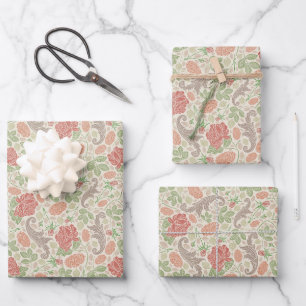 Feuille De Papier Cadeau Vintage Rose rose oeillets Fleurs