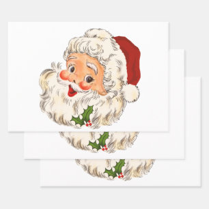 Feuille De Papier Cadeau Vintage Santa Clause Découpage de Noël St. Nick