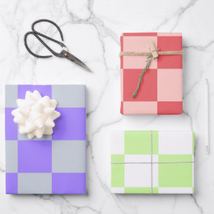 Feuille De Papier Cadeau Violet À damiers En vichy Motif