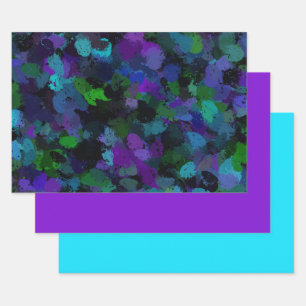 Feuille De Papier Cadeau Violet, bleu et noir Abstrait