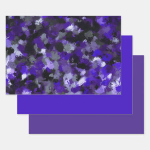 Feuille De Papier Cadeau Violet, gris, noir et bleu Abstrait