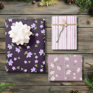 Feuille De Papier Cadeau Violet Rose Pâle Floral Cottagecore Shabby Chic