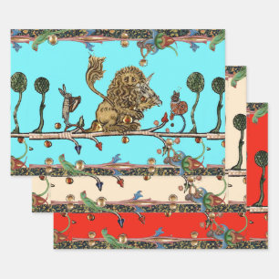 Feuille De Papier Cadeau Violoniste Lion, Hare