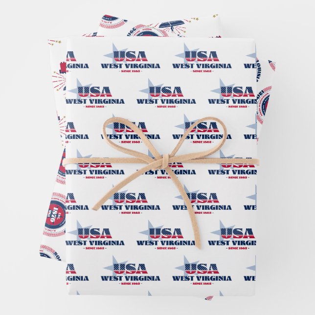 Feuille De Papier Cadeau Virginie-Occidentale, 50 États, Liberty Bell (En situation)