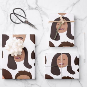 Feuille De Papier Cadeau Visage de Personnes Souriantes Sourire