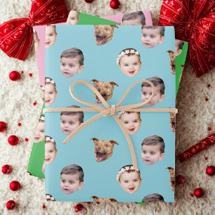Feuille De Papier Cadeau Visage personnalisé, Cadeau de famille unique 3 Ph