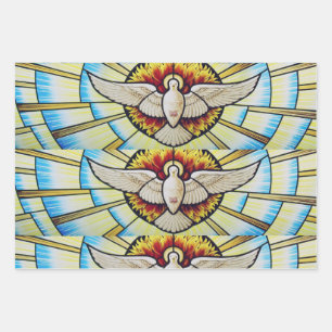 Feuille De Papier Cadeau Vitrail de colombe Saint-Esprit