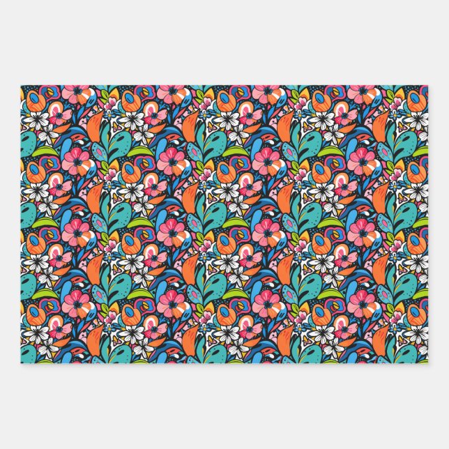 Feuille De Papier Cadeau Vivid Floral Garden Bliss (Devant)