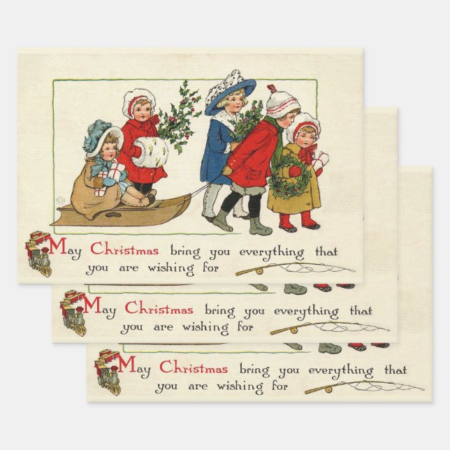 Feuille De Papier Cadeau Voeux de Noël (Lot)