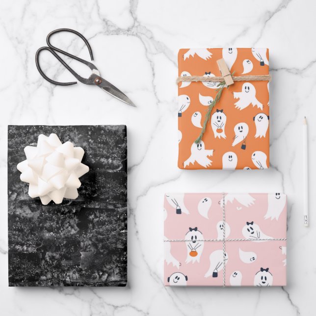 FEUILLE DE PAPIER CADEAU VOLS DE TRICK OU DE TRAITEMENT (Recto)