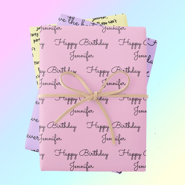 Feuille De Papier Cadeau Vos mots avec son nom Anniversaire Cadeau Wrapper  (Créateur téléchargé)