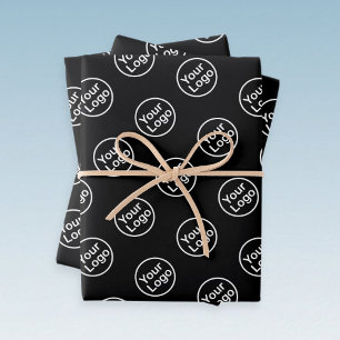 Feuille De Papier Cadeau Votre logo (automatiquement) en mosaïque v2 Noir