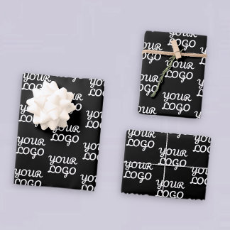 Feuille De Papier Cadeau Votre logo | Motif de logo simple répétitif