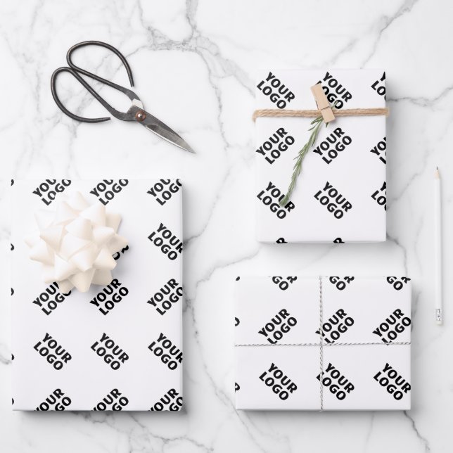 Feuille De Papier Cadeau Votre logo | Motif répétitif alterné simple (Recto)