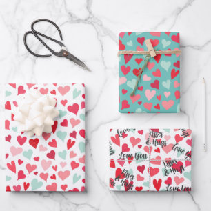 Feuille De Papier Cadeau Vous aimez Baisers & Coeurs