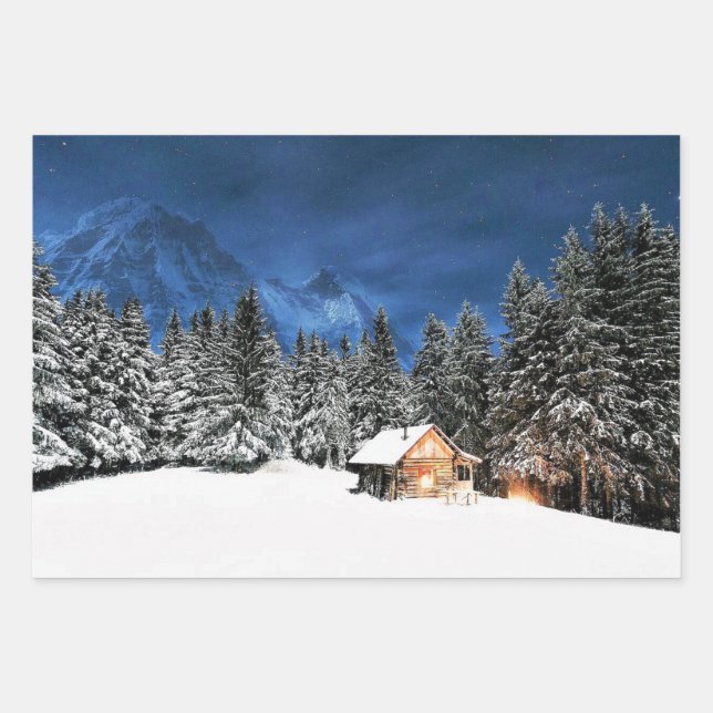 Feuille De Papier Cadeau Vue de la montagne du Cabine du journal (Devant)